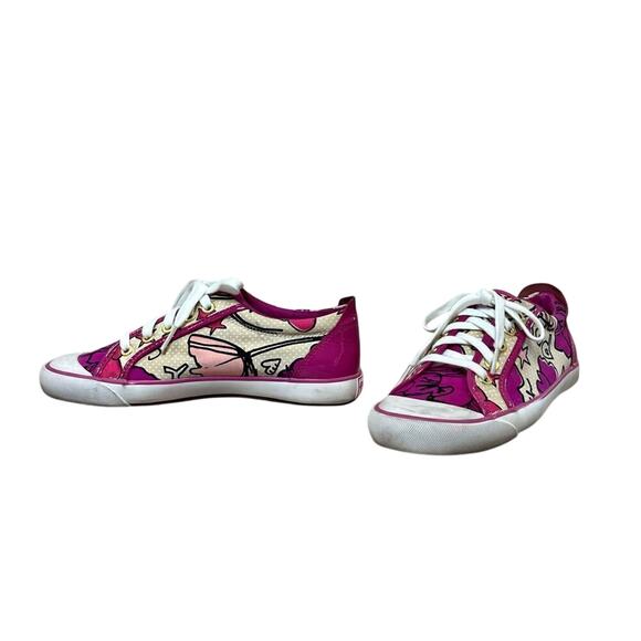 Coach Barrett Q675 Poppy Pink Petal Leather Sneakers 7B Floral Y2K‎ Quiet Luxury - Picture 4 of 13